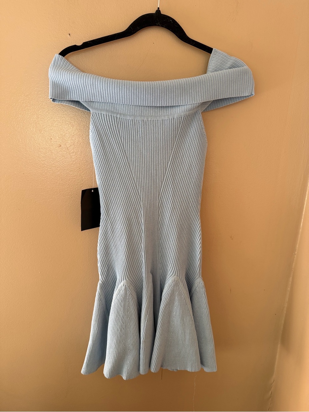 Retrofete Erica metallic knit dress Off-Shoulder Light Blue Fit-and-Flare mini S - Picture 9 of 9